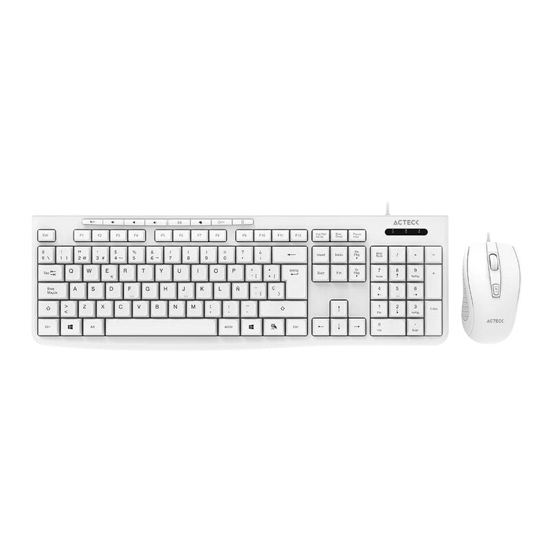 KIT ACTECK CREATOR PRIME MK455 / TECLADO Y MOUSE / ALAMBRICO / USB 2.0 / WINDOWS / ESPAÑOL / 105 TECLAS / MEMBRANA / MULTIMEDIA / OPTICO / 1600 DPI AJUSTABLE / 4 BOTONES / BLANCO / AC-941792 KIT ACTECK CREATOR PRIME MK455 / TECLADO Y MOUSE / ALAMBRICO / USB 2.0 / WINDOWS / ESPAÑOL / 105 TECLAS / MEMBRANA / MULTIMEDIA / OPTICO / 1600 DPI AJUSTABLE / 4 BOTONES / BLANCO / AC-941792